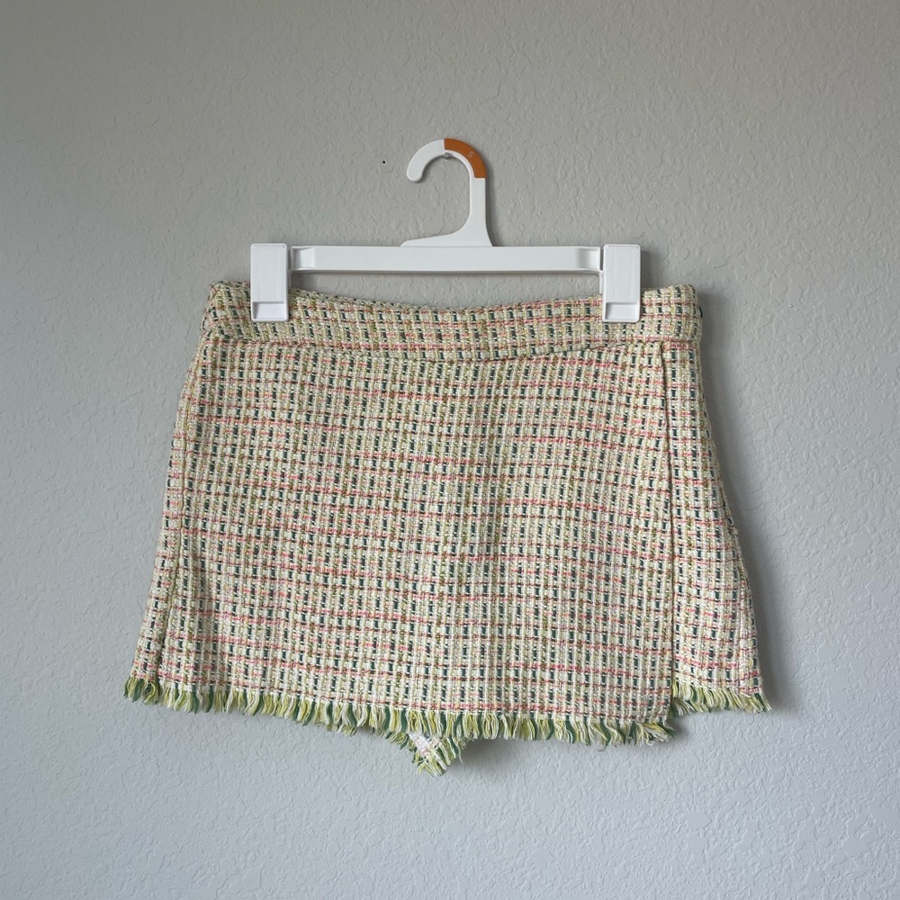 Zara Multicolor Tweed Mini Skort Size Medium